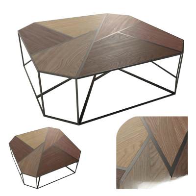 带木质台面的金属咖啡桌